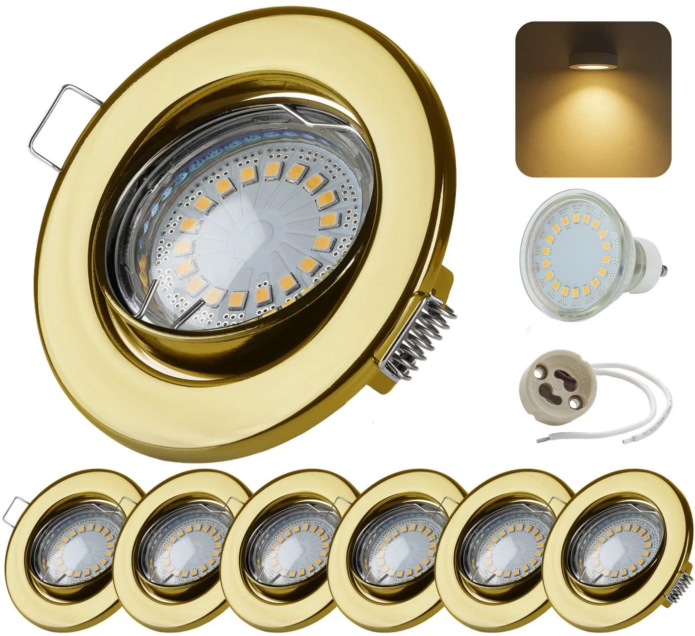 Sweet LED Einbaustrahler GU10 6er Set Gold 5W 3000K warmweiß schwenkbar - Bild 2