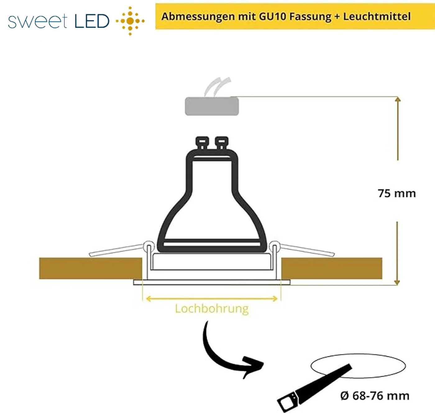 Sweet LED Einbaustrahler GU10 Deckenspot Silber Schwenkbar 230V - Bild 3