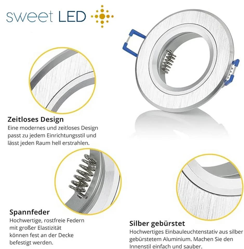 Sweet LED Einbaustrahler GU10 Deckenspot Silber Schwenkbar 230V - Bild 4