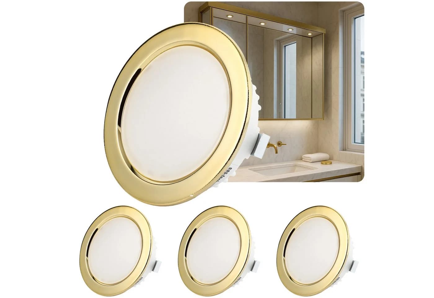 Sweet LED Einbaustrahler 4er Set Gold 12V IP44 Kaltweiß - Bild 2