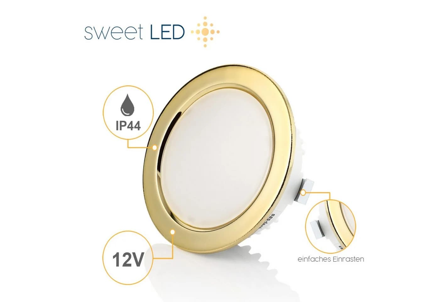 Sweet LED Einbaustrahler 4er Set Gold 12V IP44 Kaltweiß - Bild 5