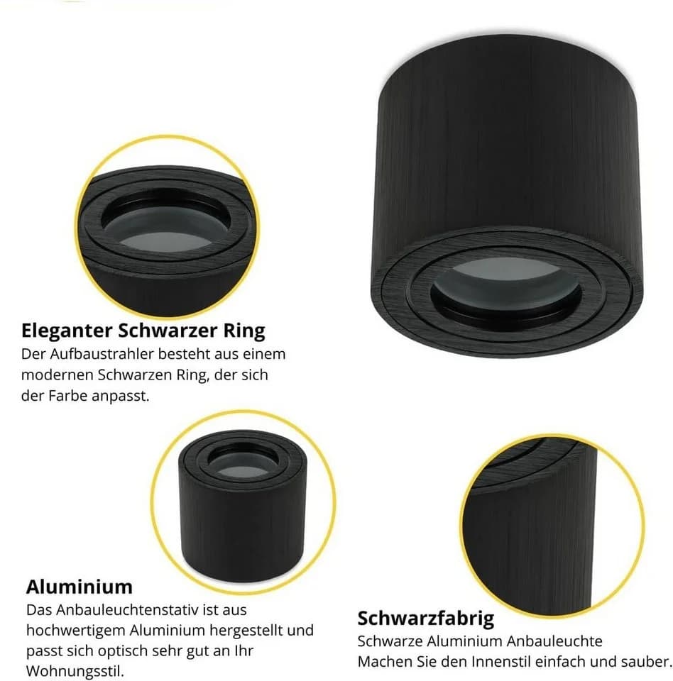 Sweet LED Aufbauleuchte Schwarz Aluminium IP44 Deckenspot - Bild 3