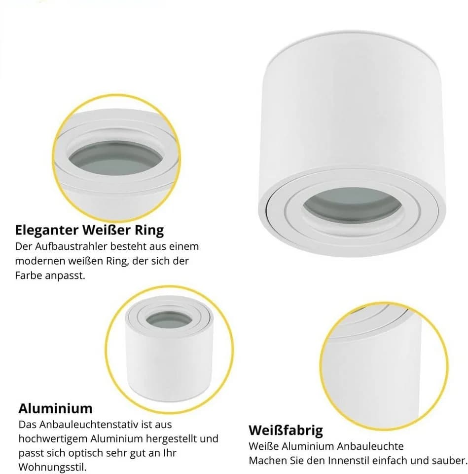 Sweet LED Aufbauleuchte 4er Set für Bad & Küche IP44 Aluminium 230V