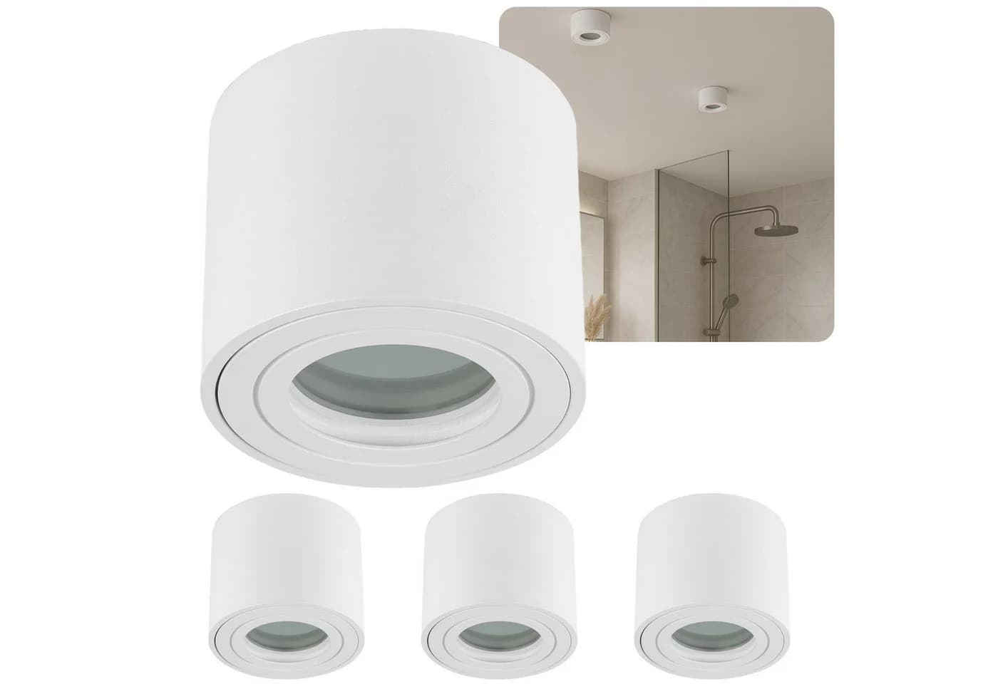 Sweet LED Aufbauleuchte 4er Set für Bad & Küche IP44 Aluminium 230V - Bild 2
