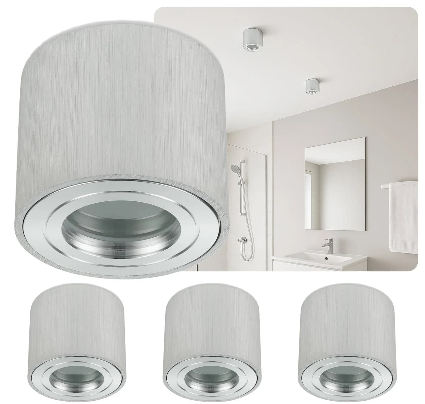 Sweet LED Aufbauleuchte 4er Set Weiß Aluminium IP44 - Bild 2