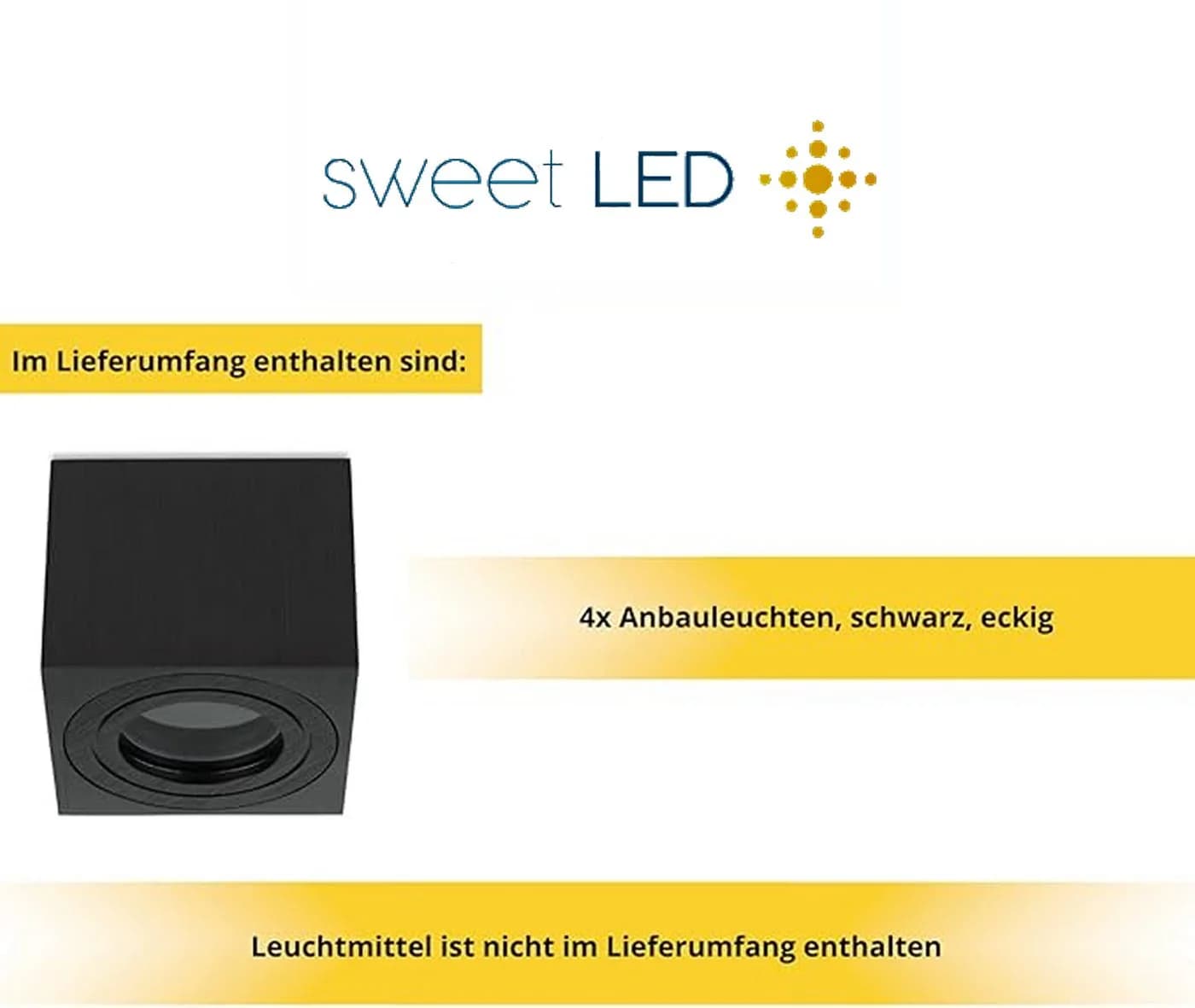Sweet LED Aufbauleuchte 4er Set Schwarz Aluminium IP44 - Bild 5