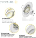 Sweet LED 12er Set Einbaustrahler GU10 5W 230V Weiß Schwenkbar 3000K Bild 3