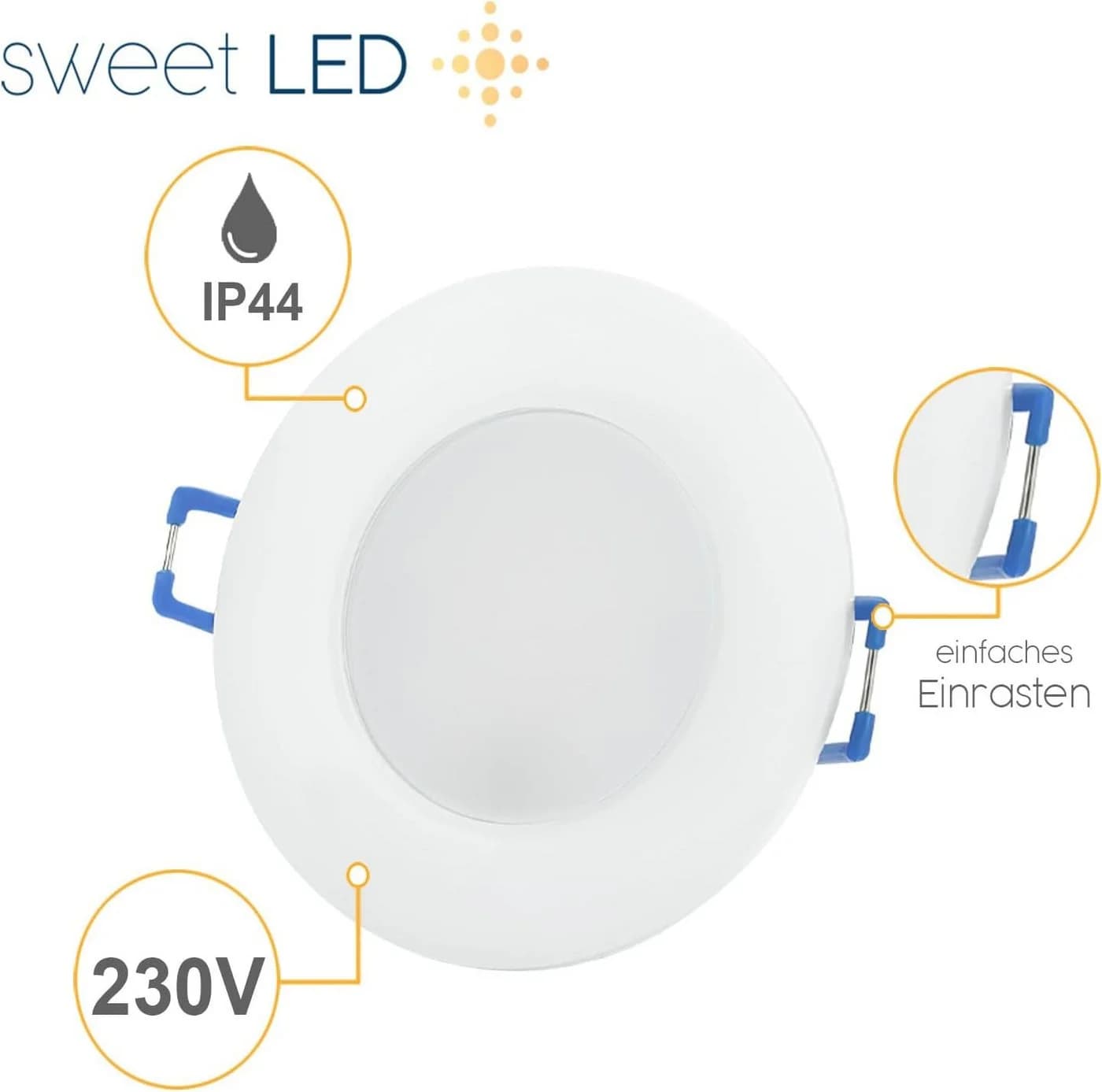 Sweet LED LED Einbaustrahler 10er Set IP44 CCT 230V Weiß - Bild 4