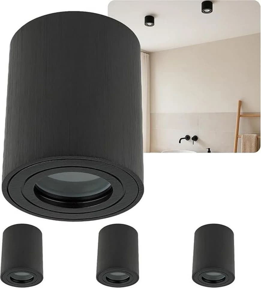 Sweet LED Aufbauleuchte 4er Set IP44 Aluminium Deckenspots Schwarz - Bild 2