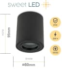 Sweet LED Aufbauleuchte 4er Set IP44 Aluminium Deckenspots Schwarz Bild 4