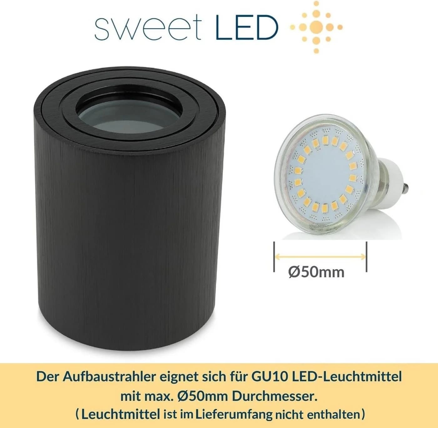 Sweet LED Aufbauleuchte 4er Set IP44 Aluminium Deckenspots Schwarz - Bild 5