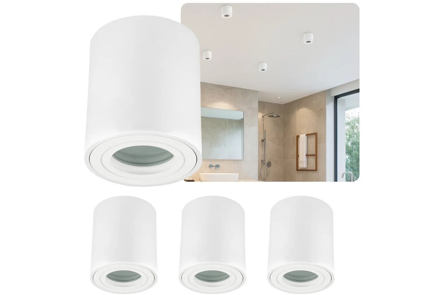Sweet LED Aufbauleuchte 4er Set Weiß GU10 IP44 Aluminium - Bild 2