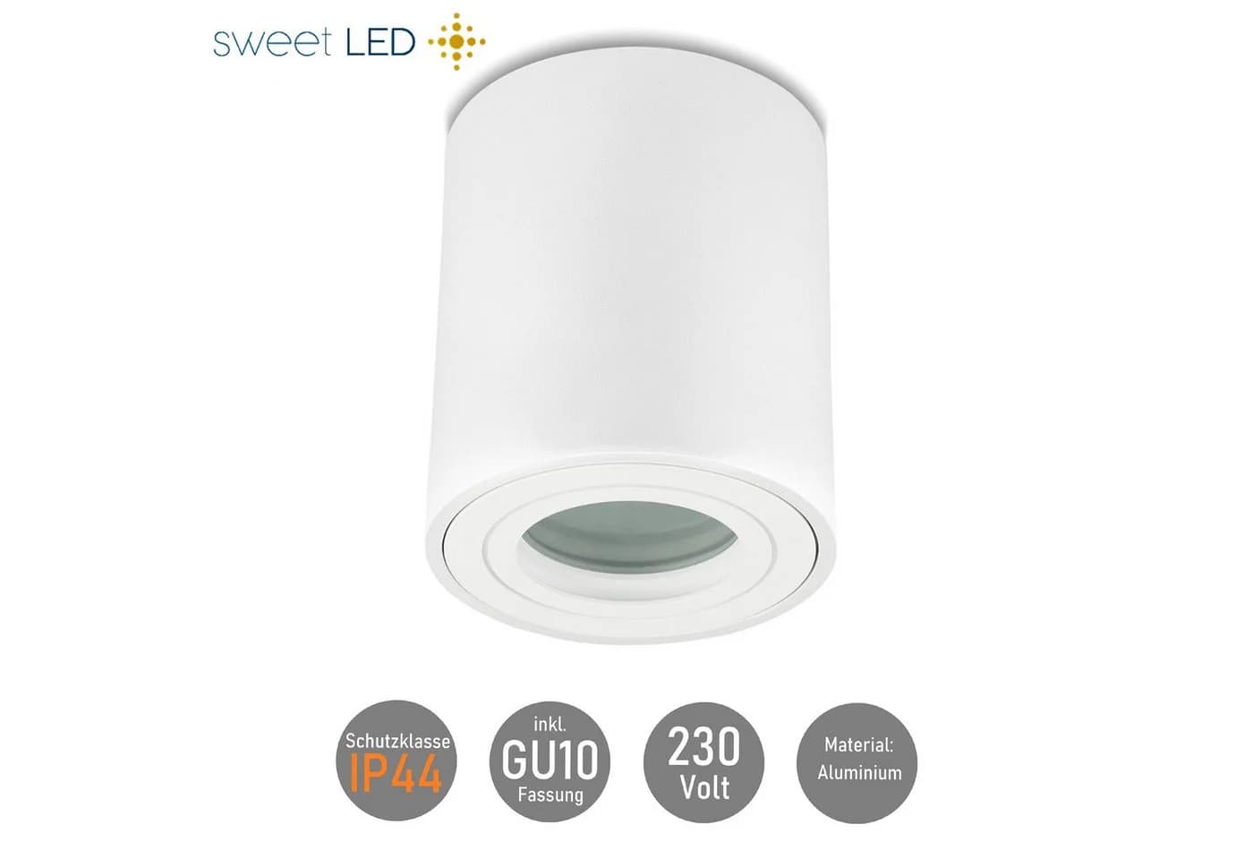 Sweet LED Aufbauleuchte 4er Set Weiß GU10 IP44 Aluminium - Bild 4