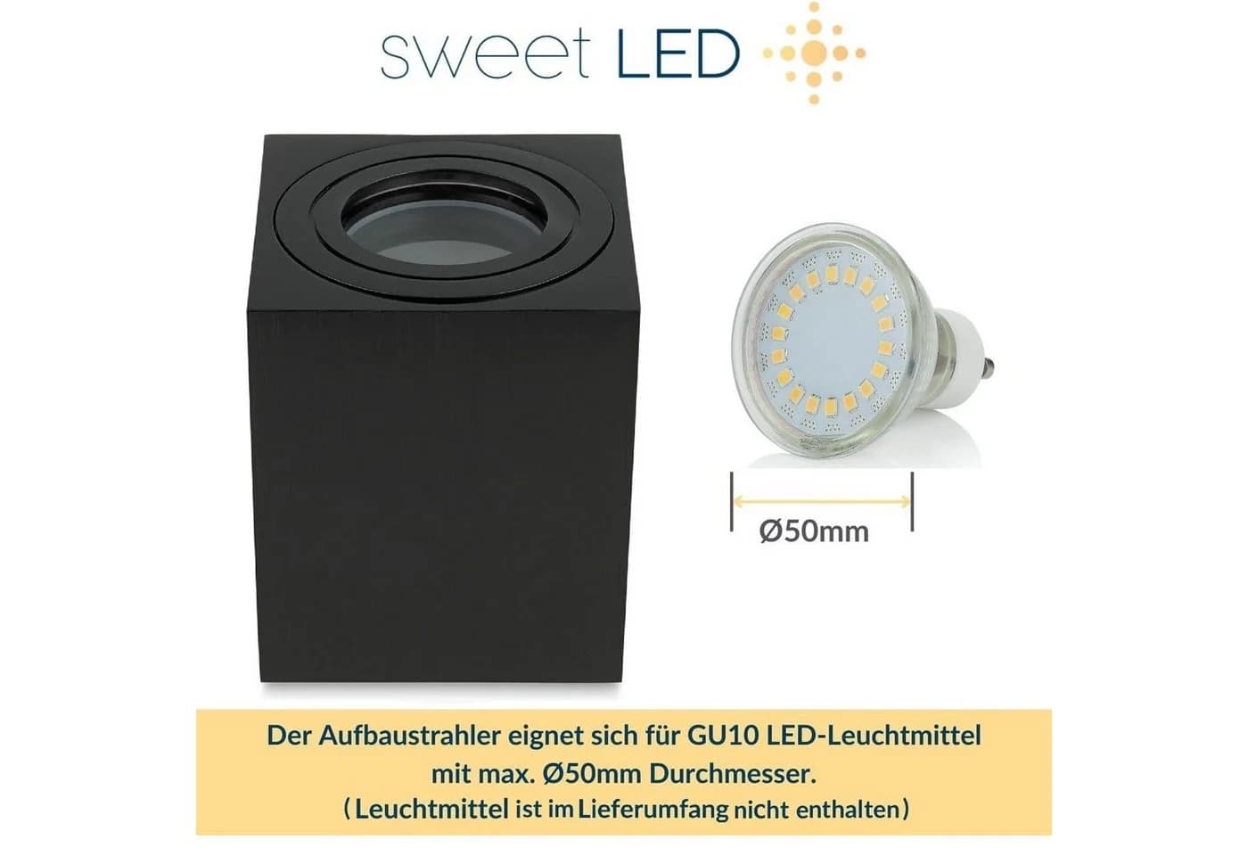 Sweet LED Aufbauleuchte 4er Set GU10 für Bad & Küche IP44 Deckenspots eckig schwarz 230V - Bild 5