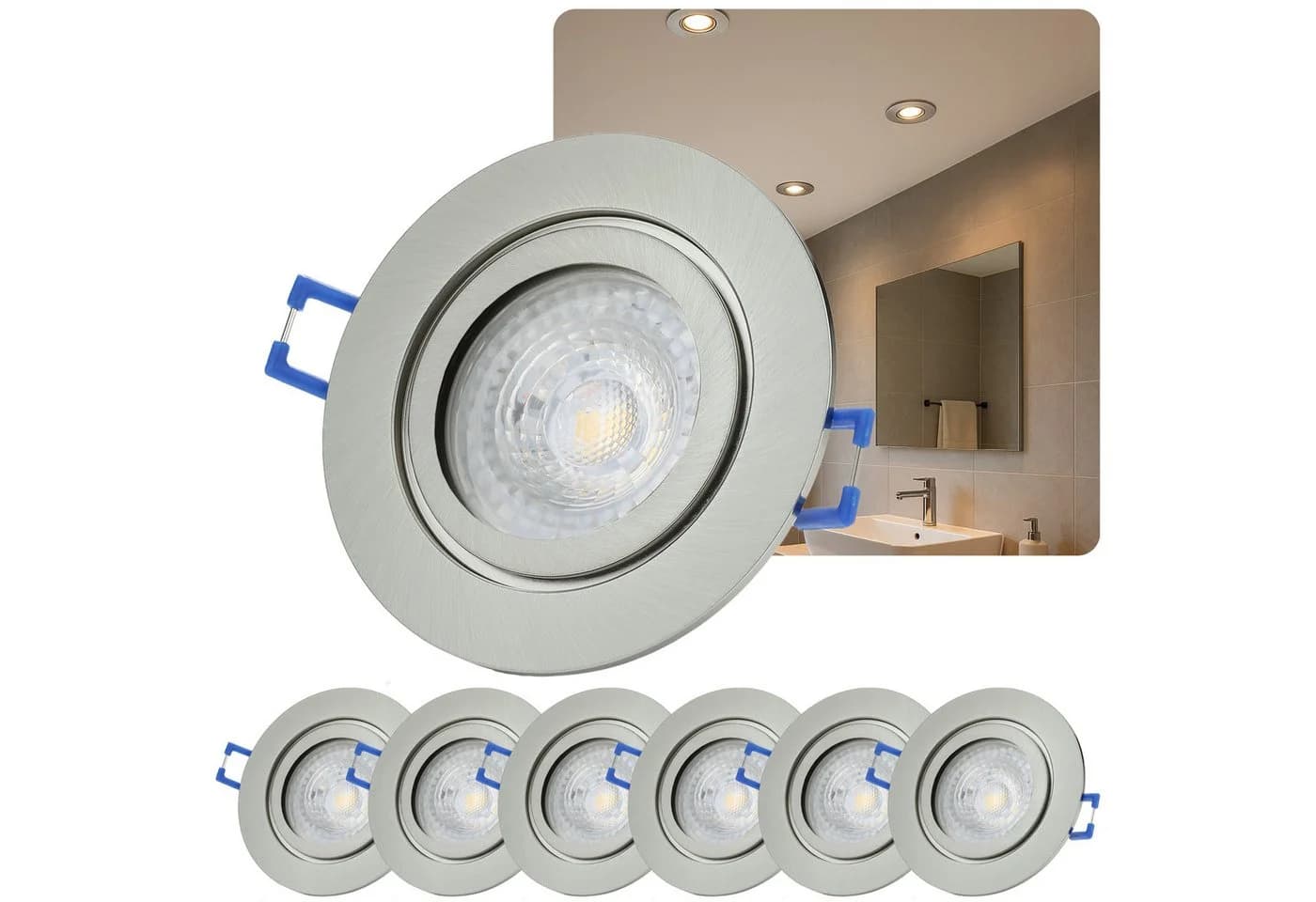 Sweet LED Einbaustrahler 6er Set IP44 Feuchtraum chrom-gebürstet GU10 - Bild 2