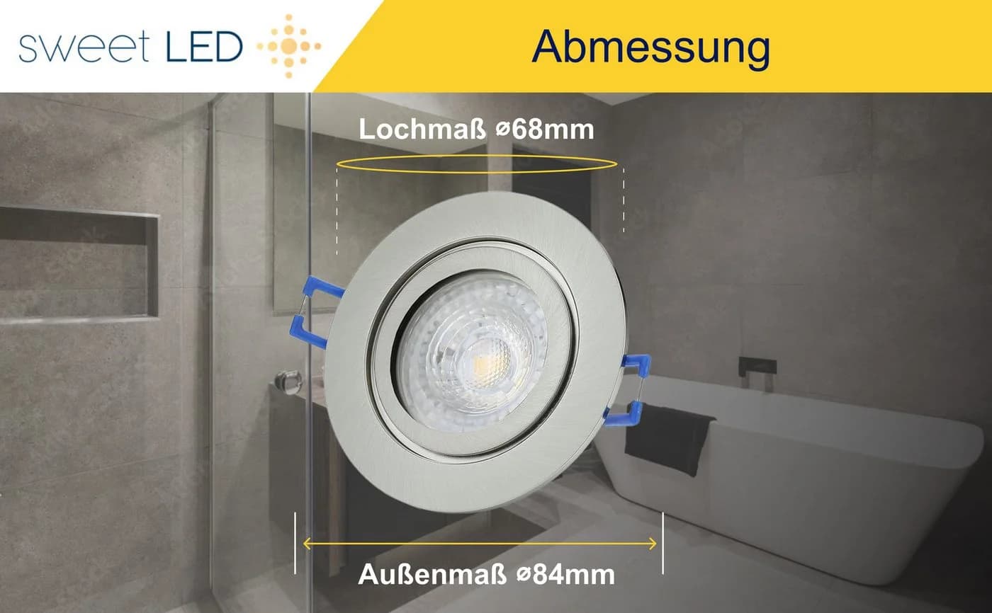 Sweet LED Einbaustrahler 6er Set IP44 Feuchtraum chrom-gebürstet GU10 - Bild 3