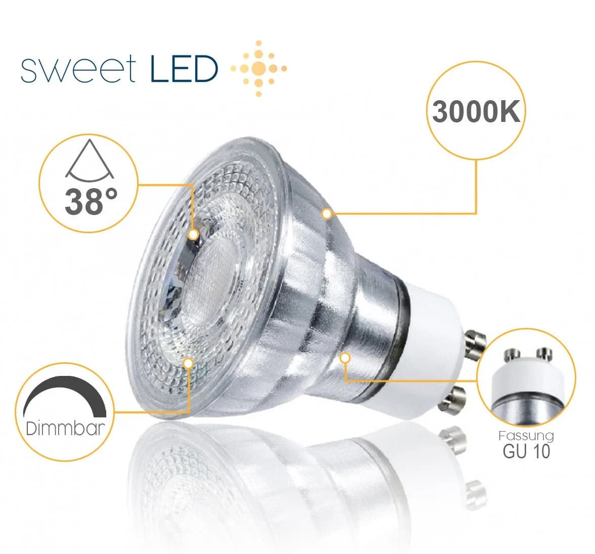 Sweet LED LED Einbaustrahler 6er Set IP44 7W Dimmbar Deckenspots Bad & Küche Schwarz - Bild 4