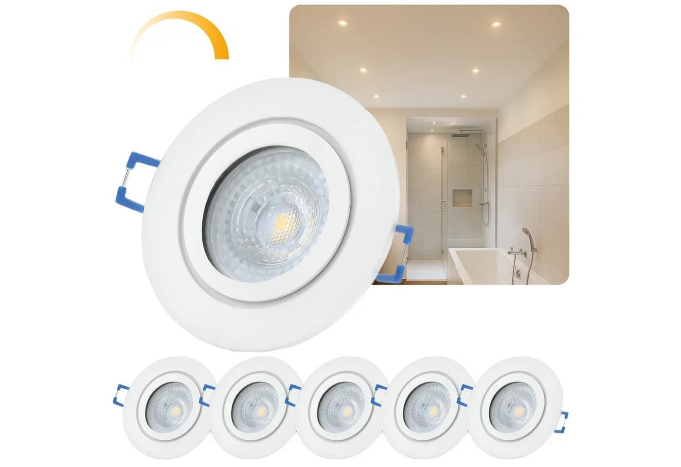 Sweet LED Einbaustrahler 6er Set GU10 dimmbar weiß IP44 - Bild 2