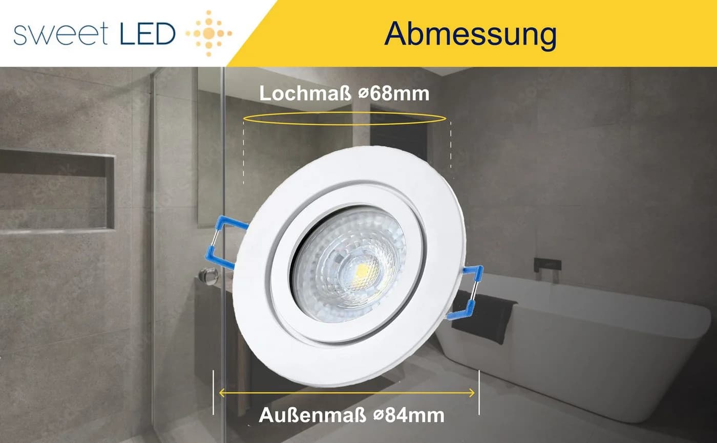 Sweet LED Einbaustrahler 6er Set GU10 dimmbar weiß IP44 - Bild 3
