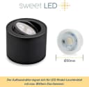 Sweet LED LED Aufbaustrahler 4er Set Schwarz Rund Schwenkbar 5W 230V LED Wechselbar Warmweiß Bild 4