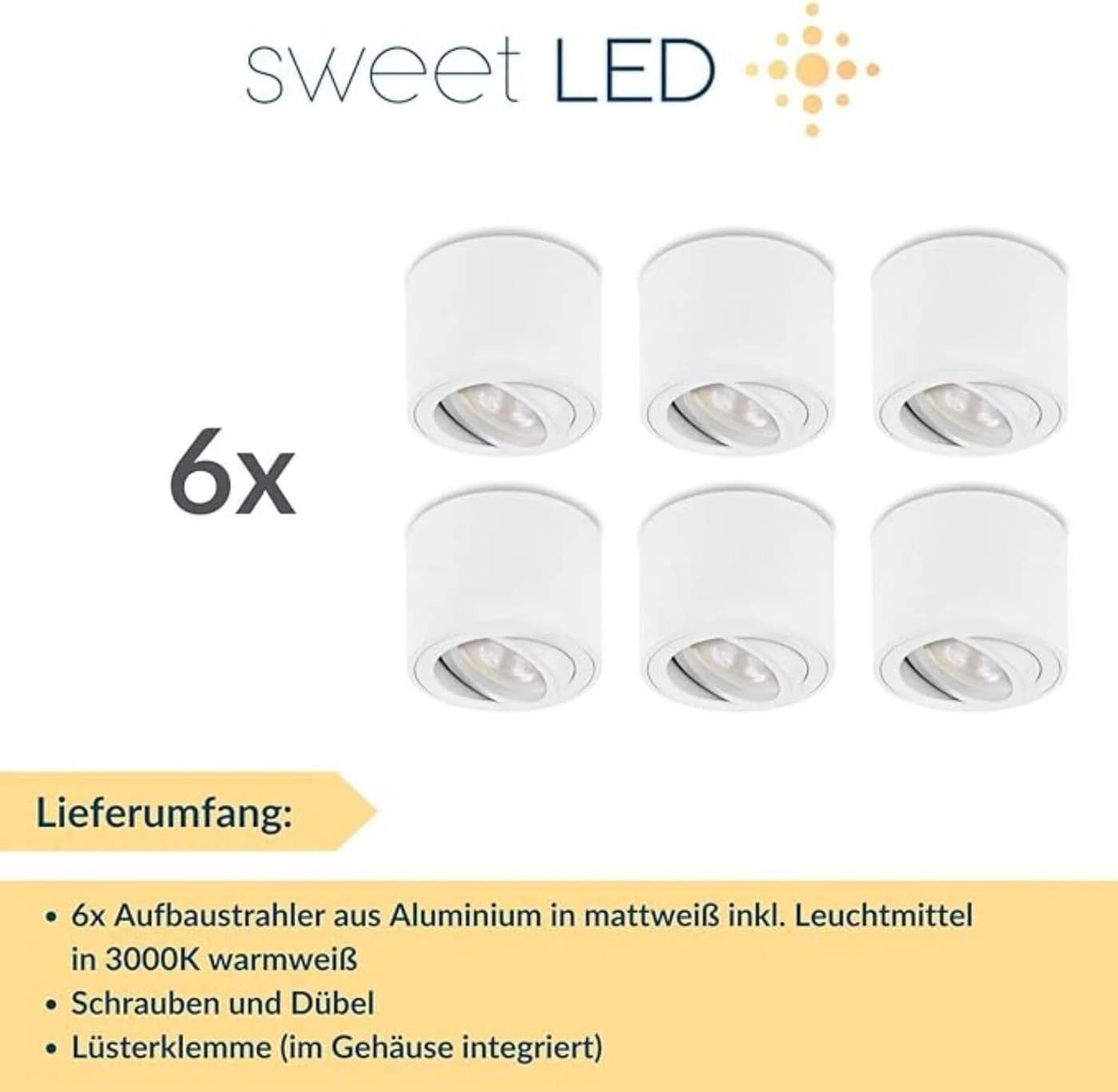 Sweet LED LED Aufbaustrahler 6er Set Warmweiß - Bild 5