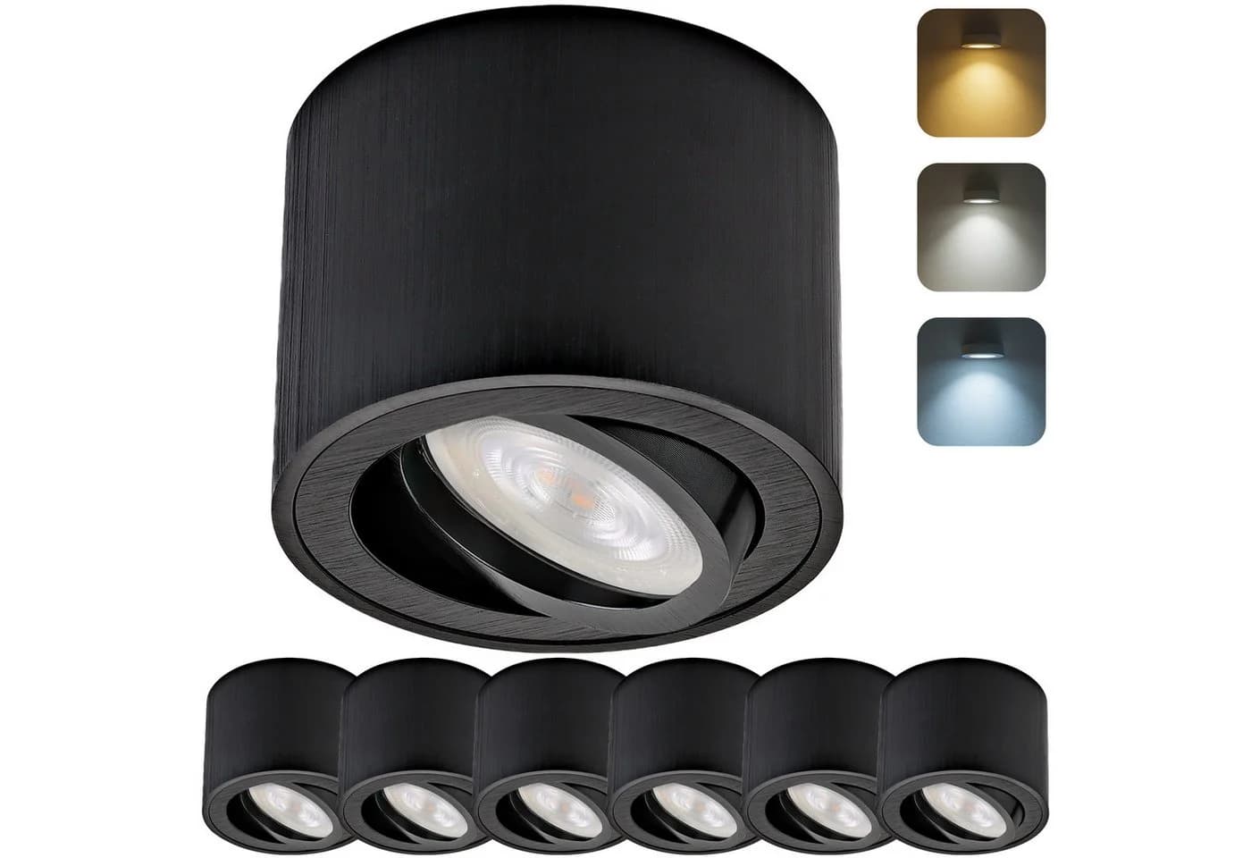 Sweet LED Aufbaustrahler 6er Set Schwarz CCT Schwenkbar - Bild 2