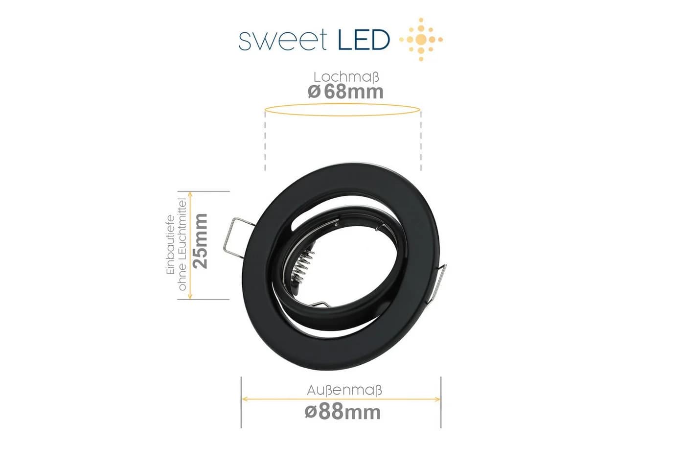 Sweet LED Einbaustrahler 10er Set GU10 Schwarz Schwenkbar