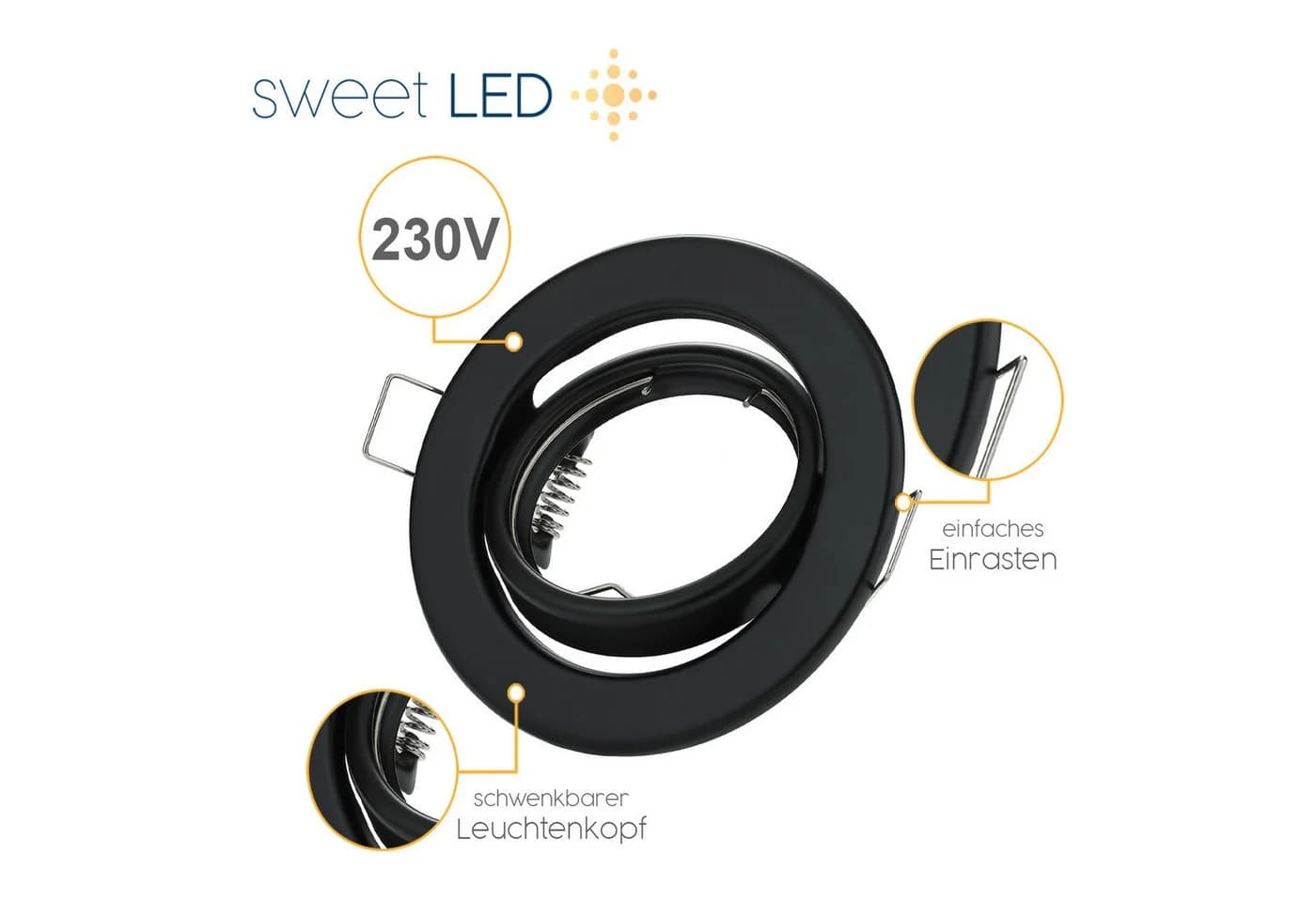 Sweet LED Einbaustrahler 10er Set GU10 Schwarz Schwenkbar - Bild 3