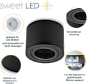 Sweet LED Aufbauleuchte 4er Set Aufbauspots flach 50mm Aluminium 230V schwarz Bild 4