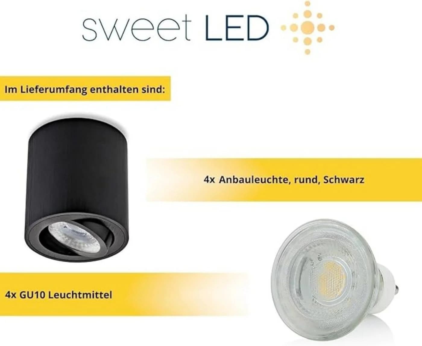 Sweet LED 4er Set Aufbaustrahler GU10 Schwarz Modern - Bild 5