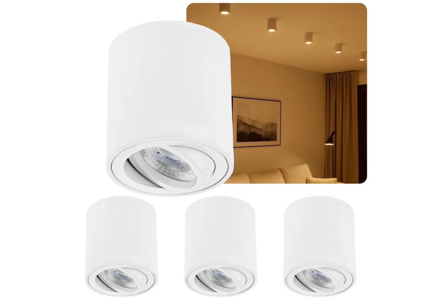 Sweet LED LED Aufbaustrahler 4er Set GU10 Alu Deckenspots 7 W weiß 80x84mm 230 V - Bild 2