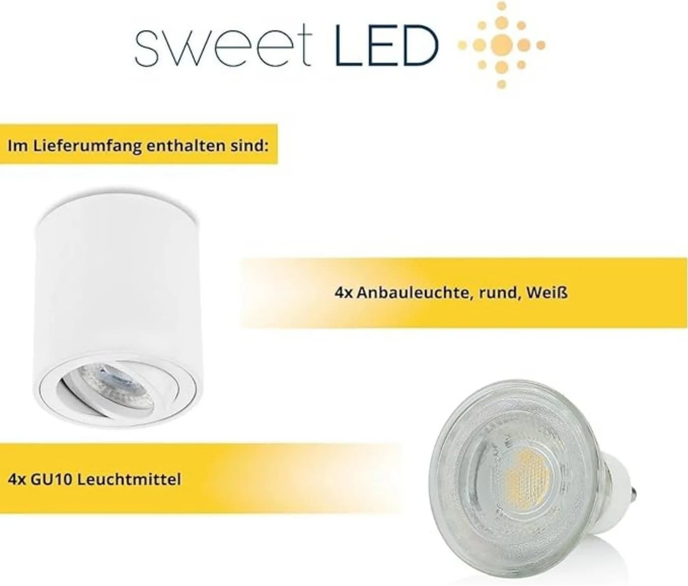 Sweet LED LED Aufbaustrahler 4er Set GU10 Alu Deckenspots 7 W weiß 80x84mm 230 V - Bild 5