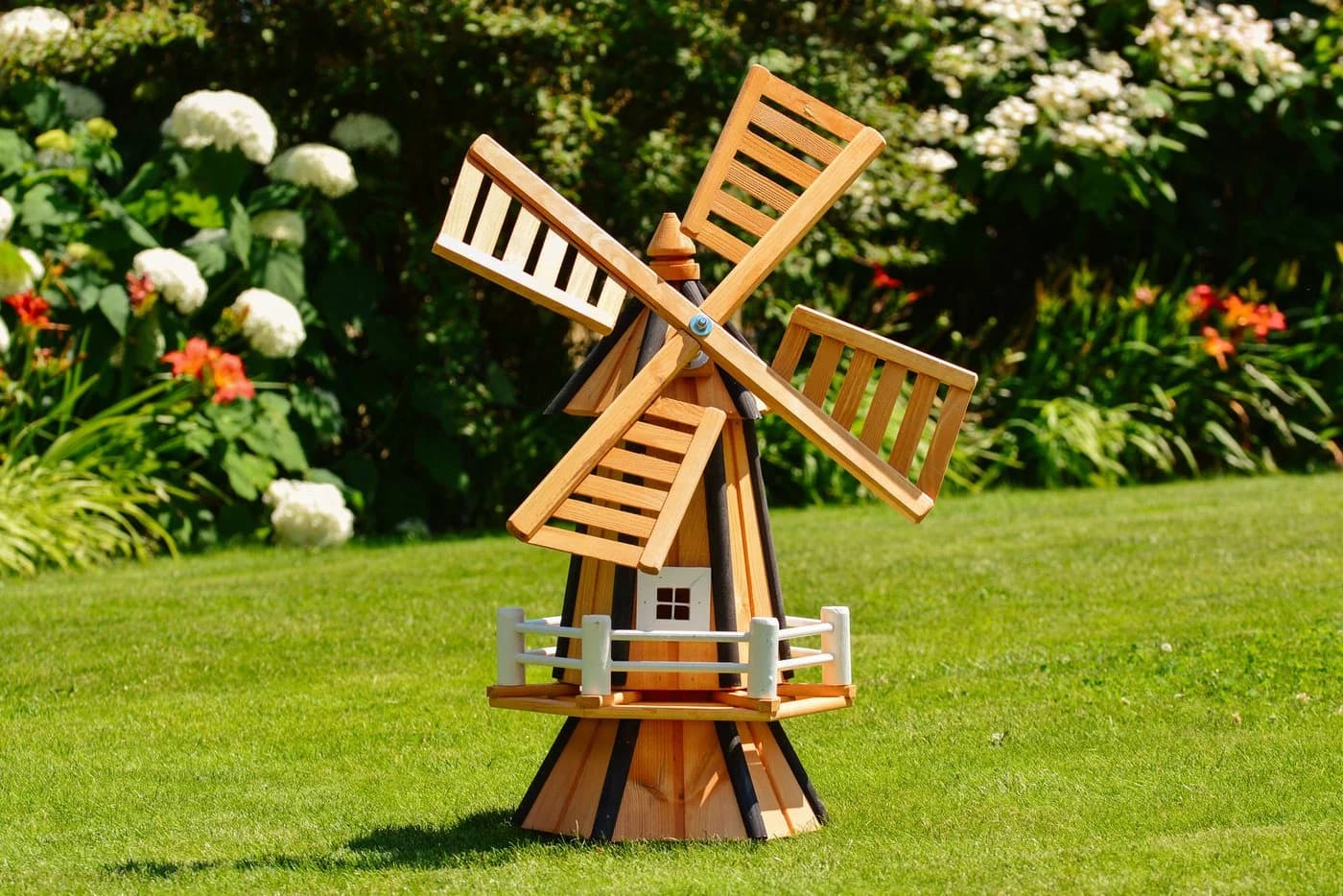DSH DEKO SHOP HANNUSCH Gartenfigur Holzwindmühle Bunt Handarbeit - Bild 3