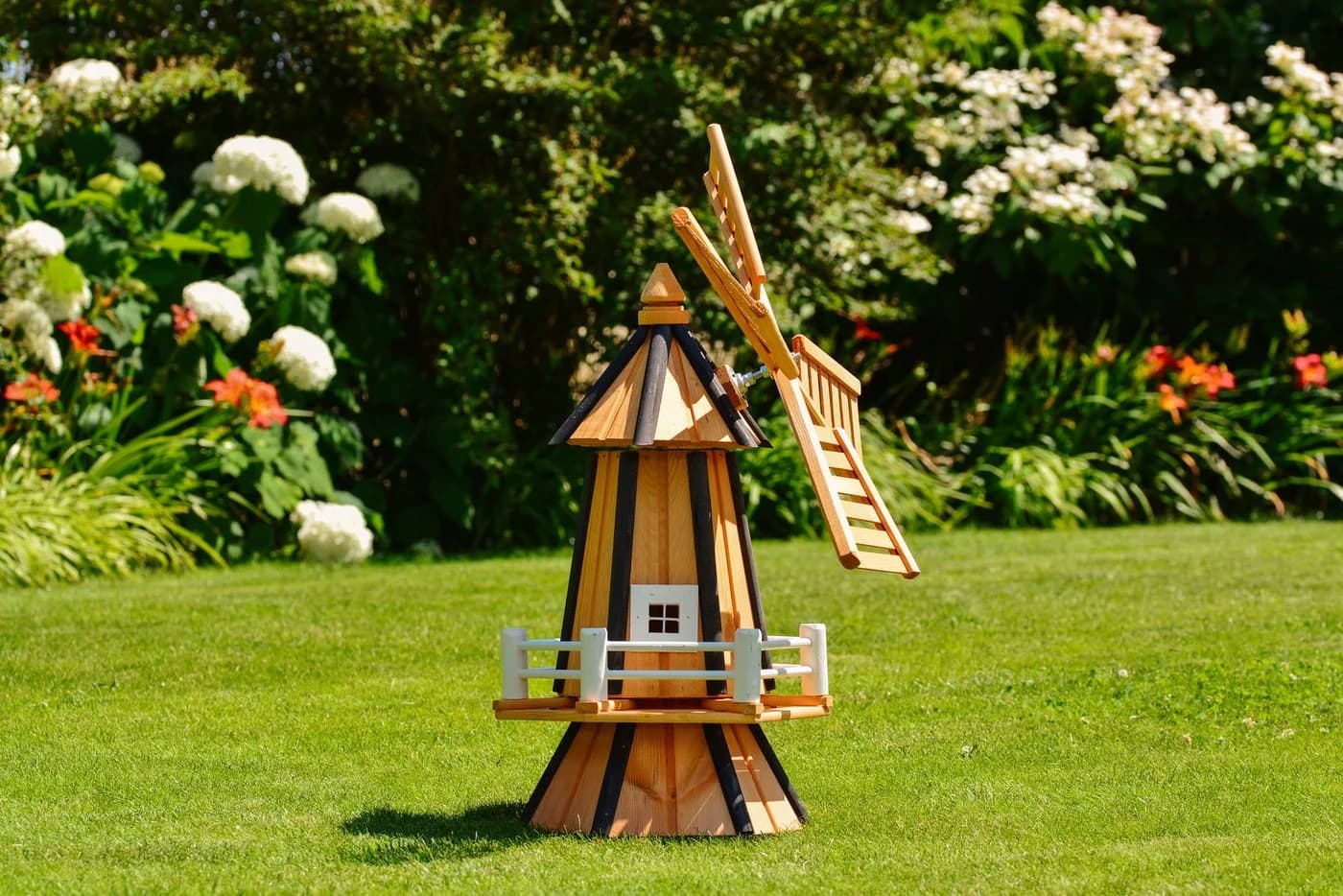 DSH DEKO SHOP HANNUSCH Gartenfigur Holzwindmühle Bunt Handarbeit - Bild 4