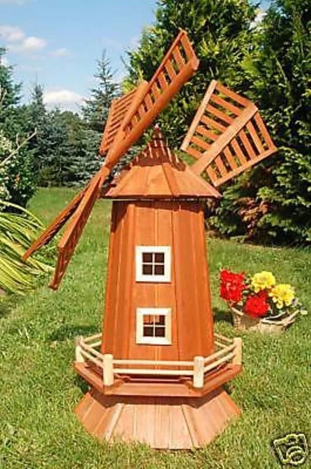 DSH DEKO SHOP HANNUSCH Garten-Windmühle aus Holz Weiß