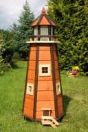 HANNUSCH Leuchtturm Gartenfigur 140 cm Holz mit LED-Beleuchtung Bild 1