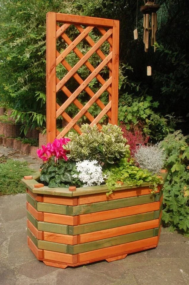 DSH DEKO SHOP HANNUSCH Blumenkasten mit Pergola Braun-Grün