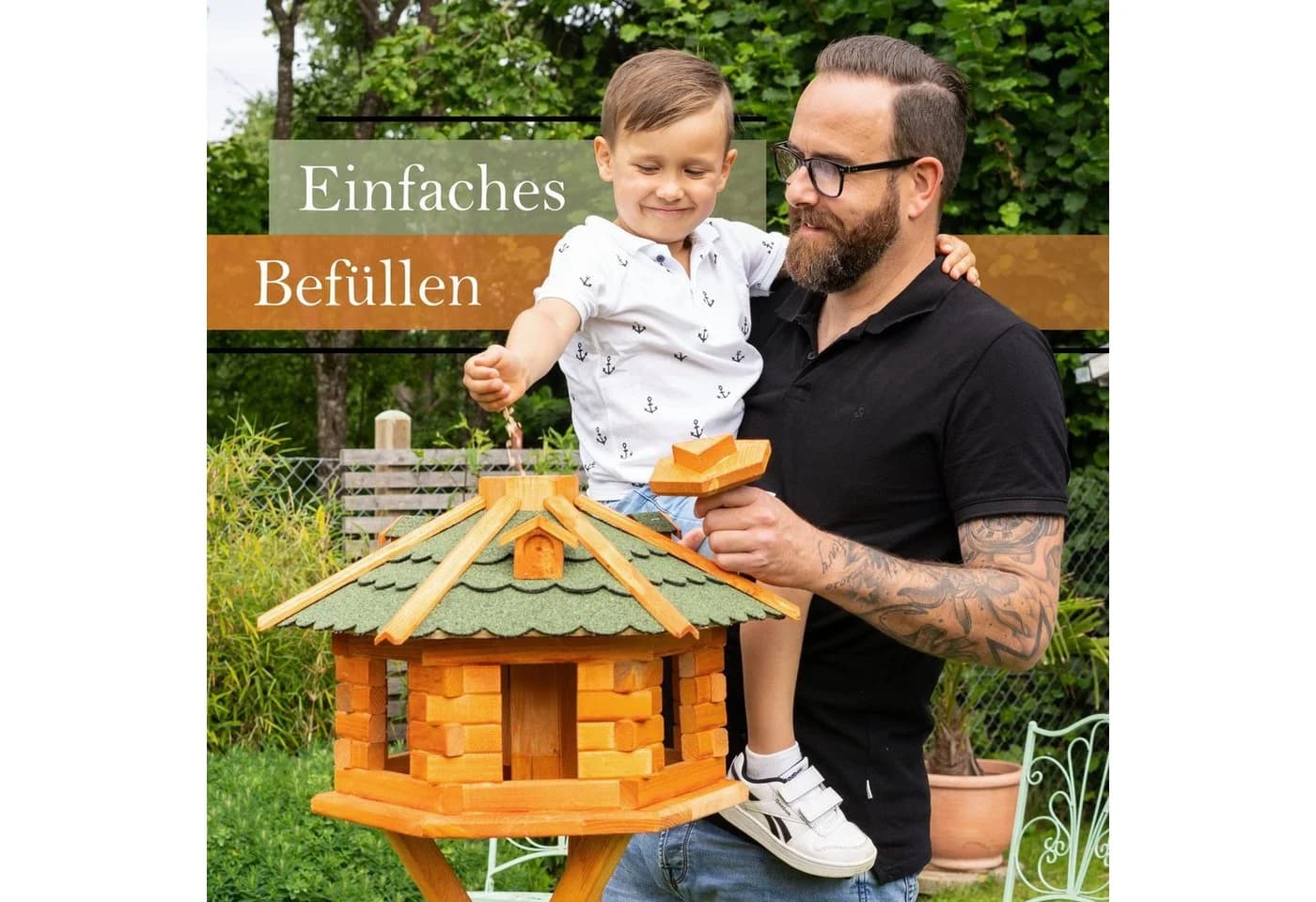 DSH DEKO SHOP HANNUSCH Vogelhaus V 16 L-XXL mit Ständer und Solarbeleuchtung