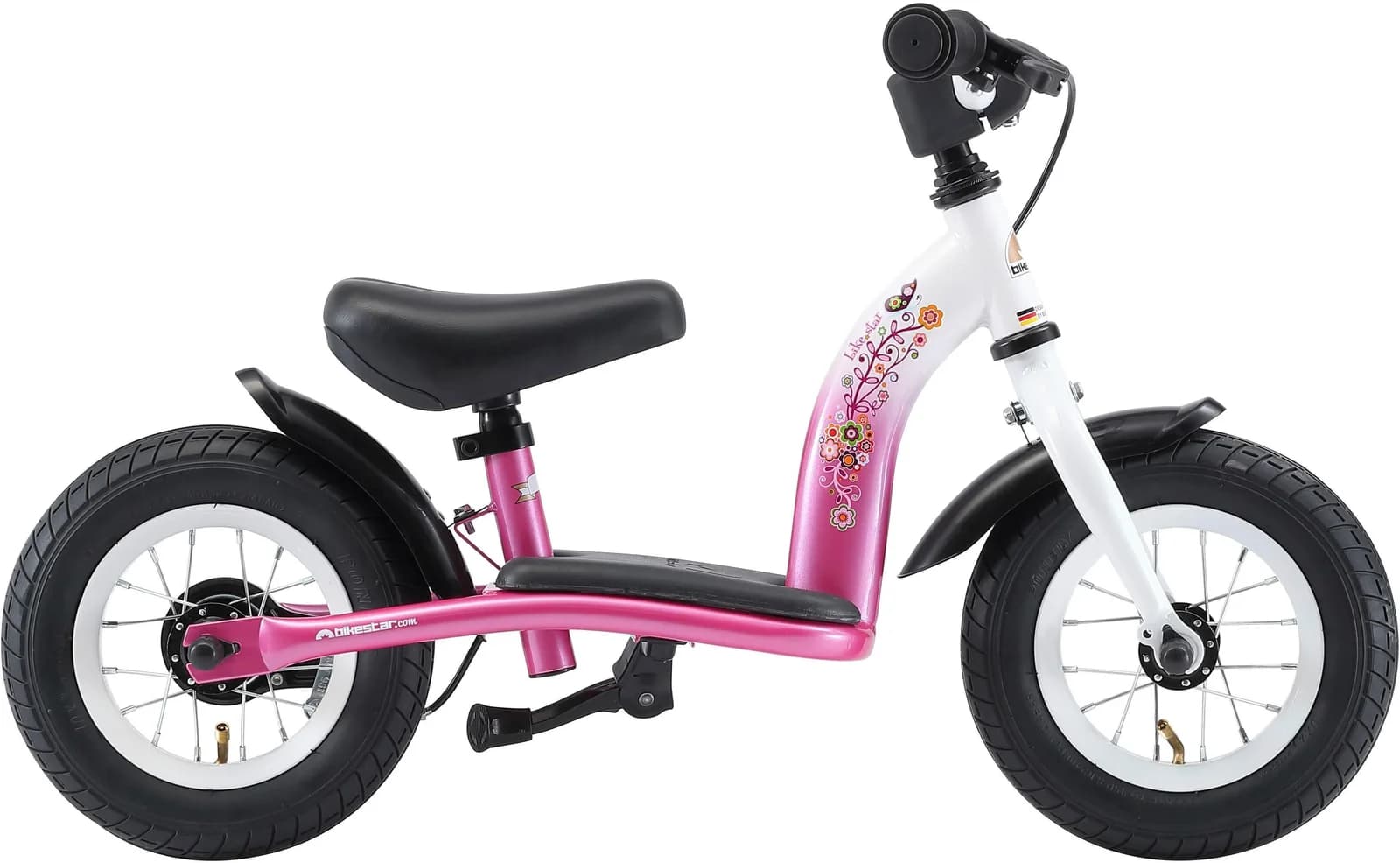 Bikestar Kinderlaufrad Classic Pink/Weiß mit Bremse und Seitenständer - Bild 3
