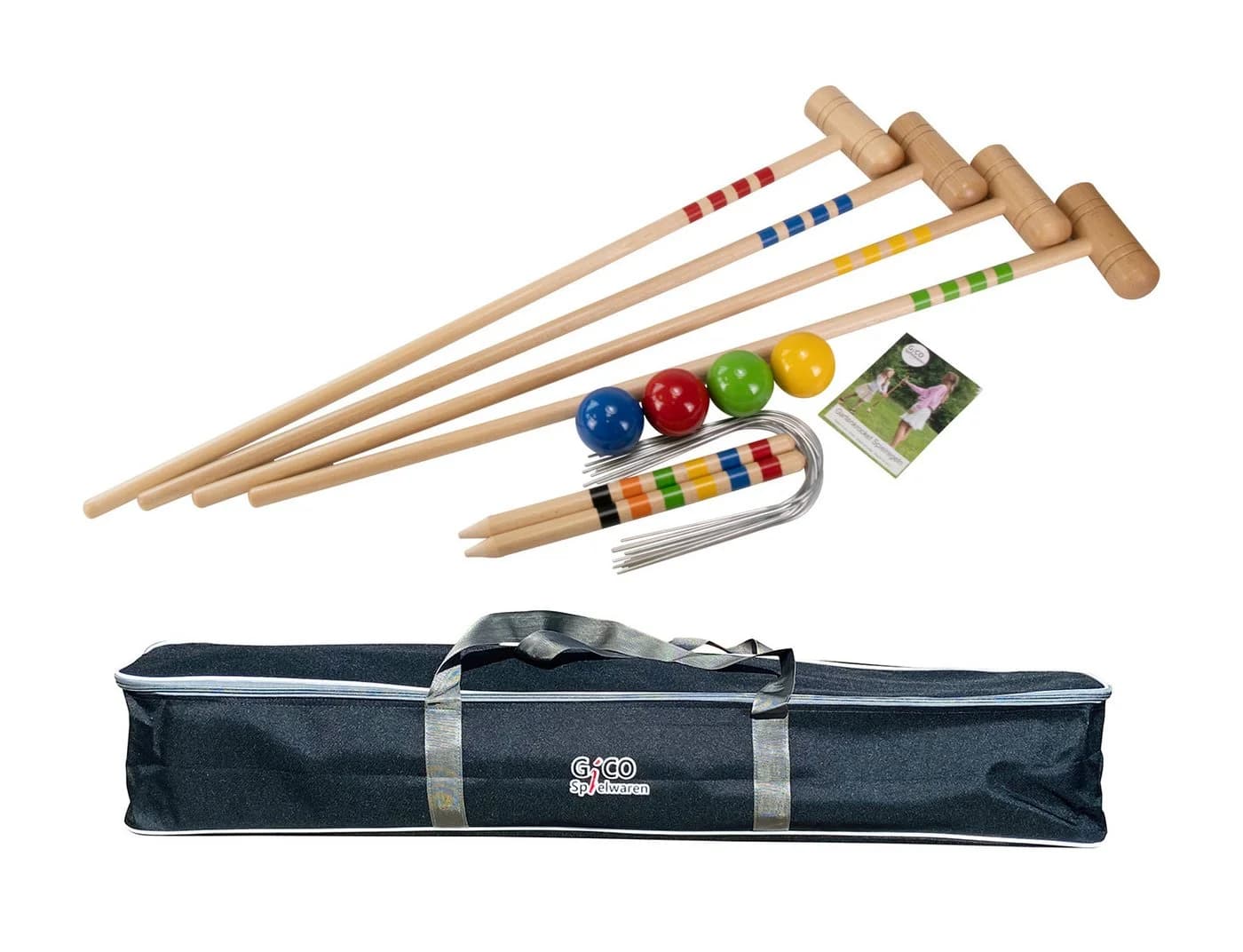 GICO Krocket Set Adult 4 Spieler Massivholz Schläger 100cm - Bild 2