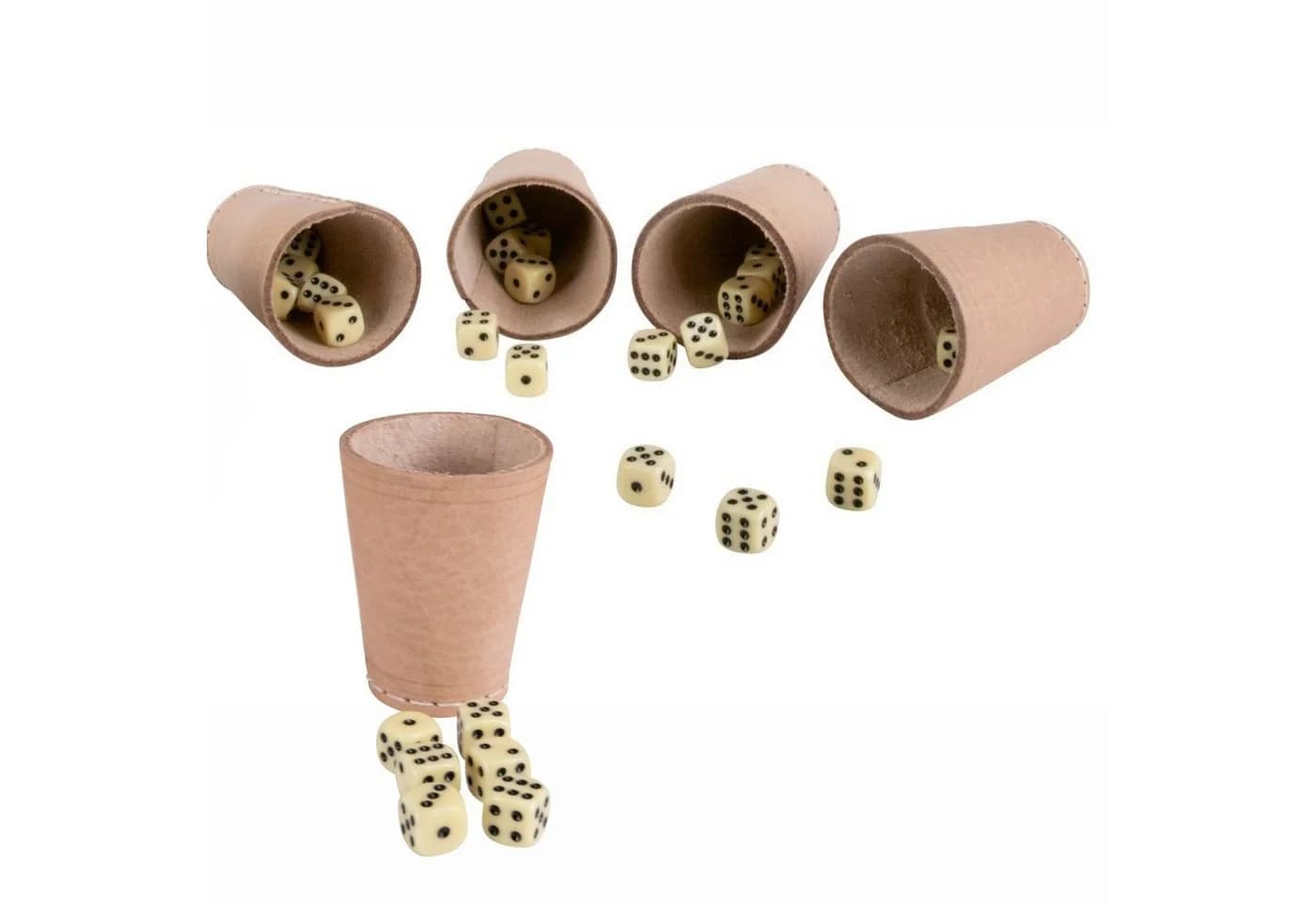 GICO Spielesammlung 5 Würfelbecher Leder mit 30 Würfeln - Bild 2