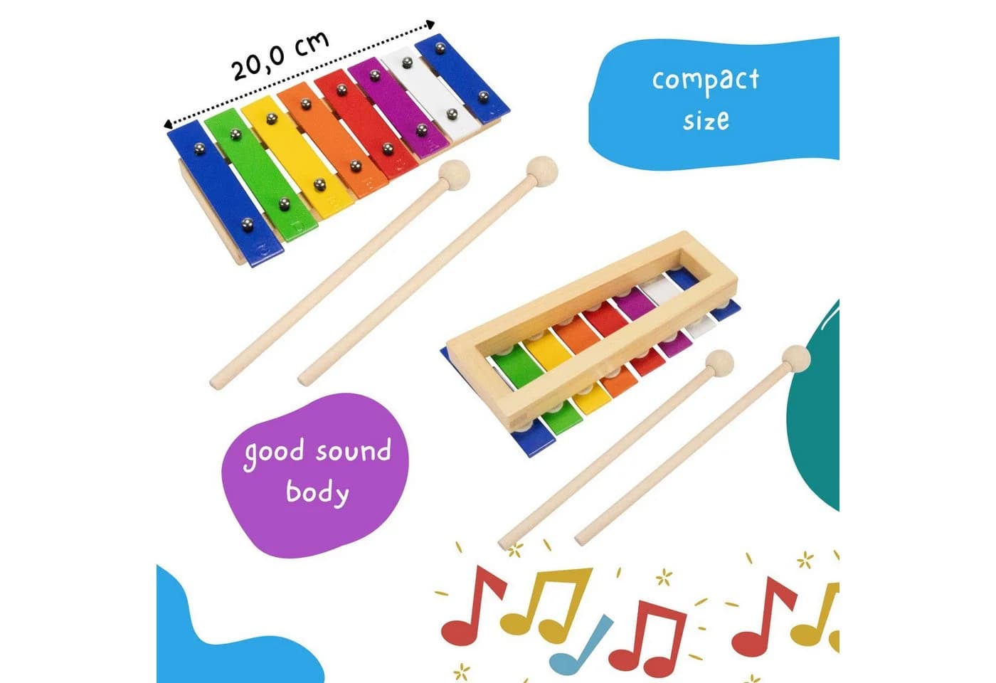 GICO Kinder Xylophon Metallphon Holz 8 Töne 20 cm - Bild 4