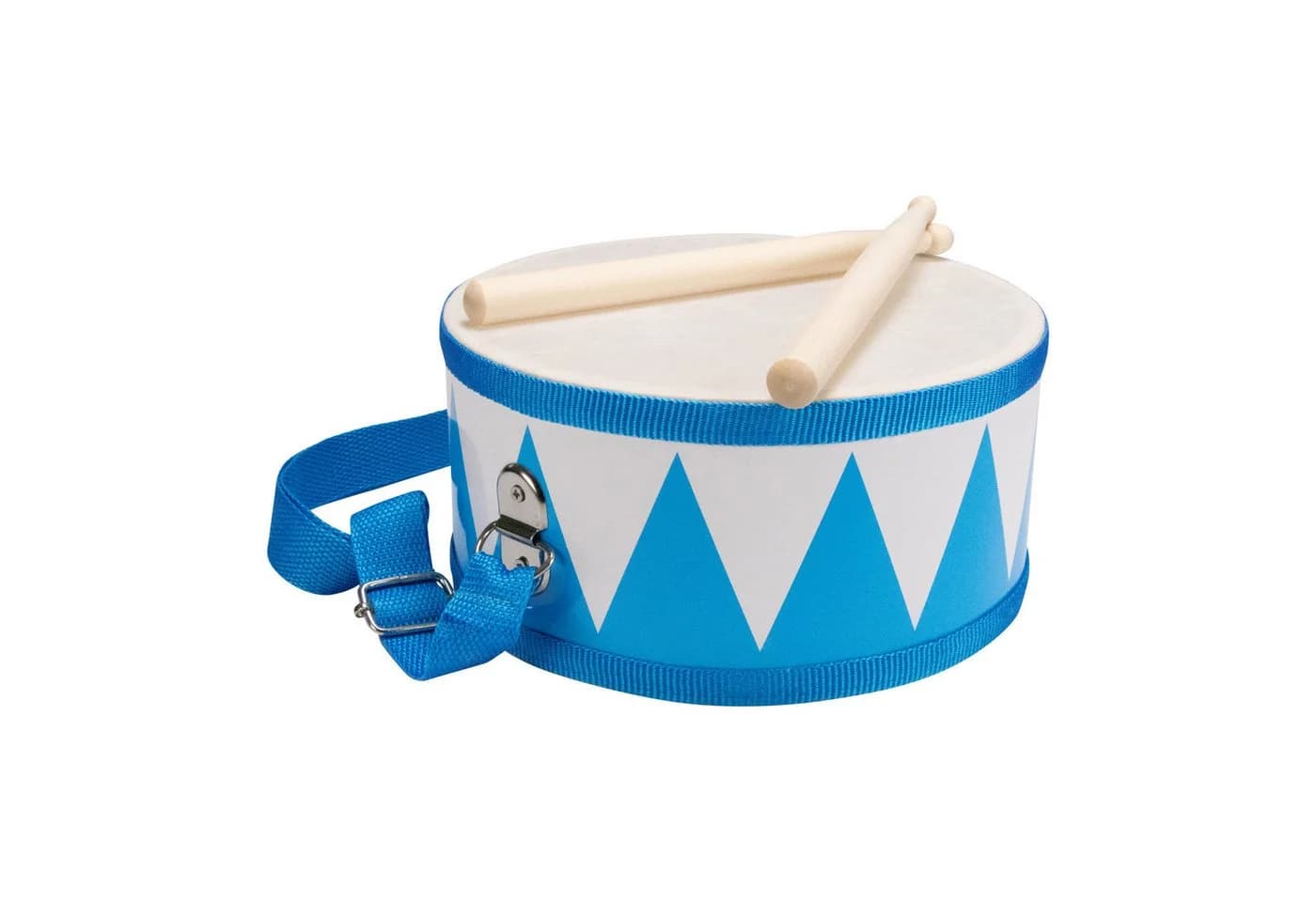 GICO Kinder Trommel Blau/Weiß Holz 20 cm mit Sticks & Gurt - Bild 2