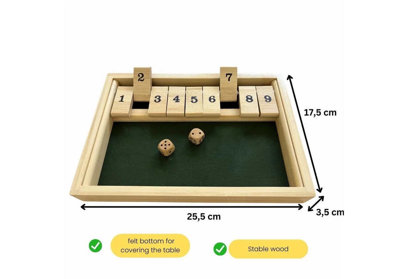 GICO Shut the Box 9er Würfelspiel aus Holz