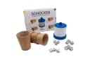 GICO Schocken Spiel Set mit Holzscheiben, Lederbechern und Würfeln Bild 2