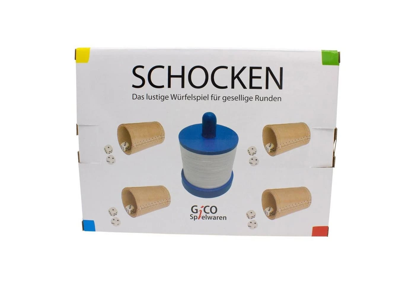 GICO Schocken Spiel Set mit Holzscheiben, Lederbechern und Würfeln - Bild 4