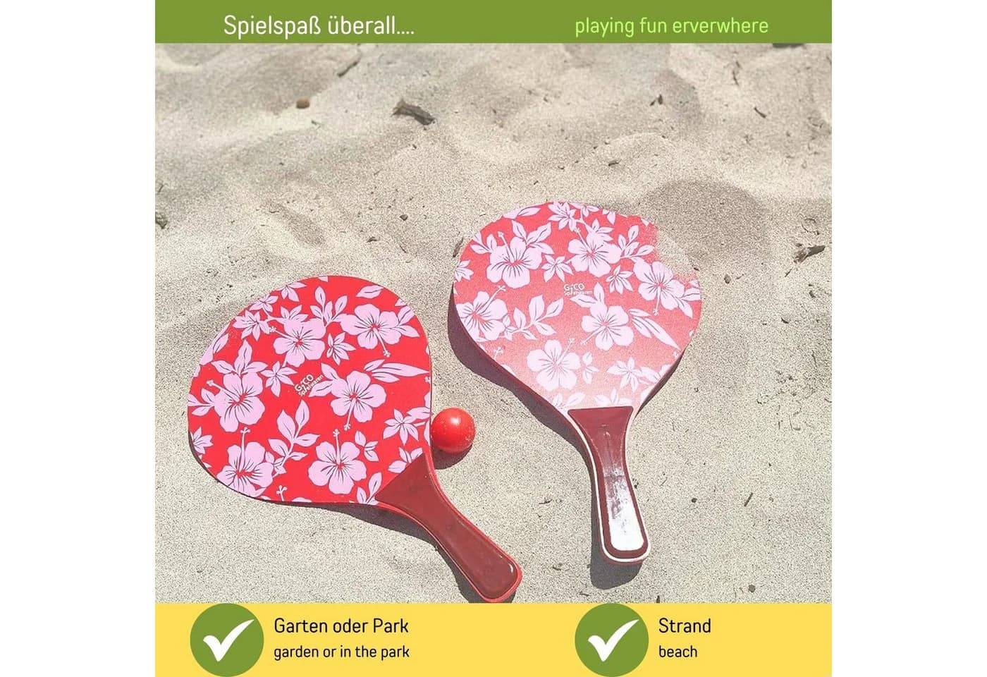 GICO Spielzeug-Gartenset Beach Ball Retro Holz Set 2 Schläger - Bild 3