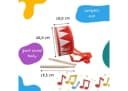 GICO Kinder Trommel Rot/Weiß Holz 20 cm mit Sticks & Gurt Bild 4
