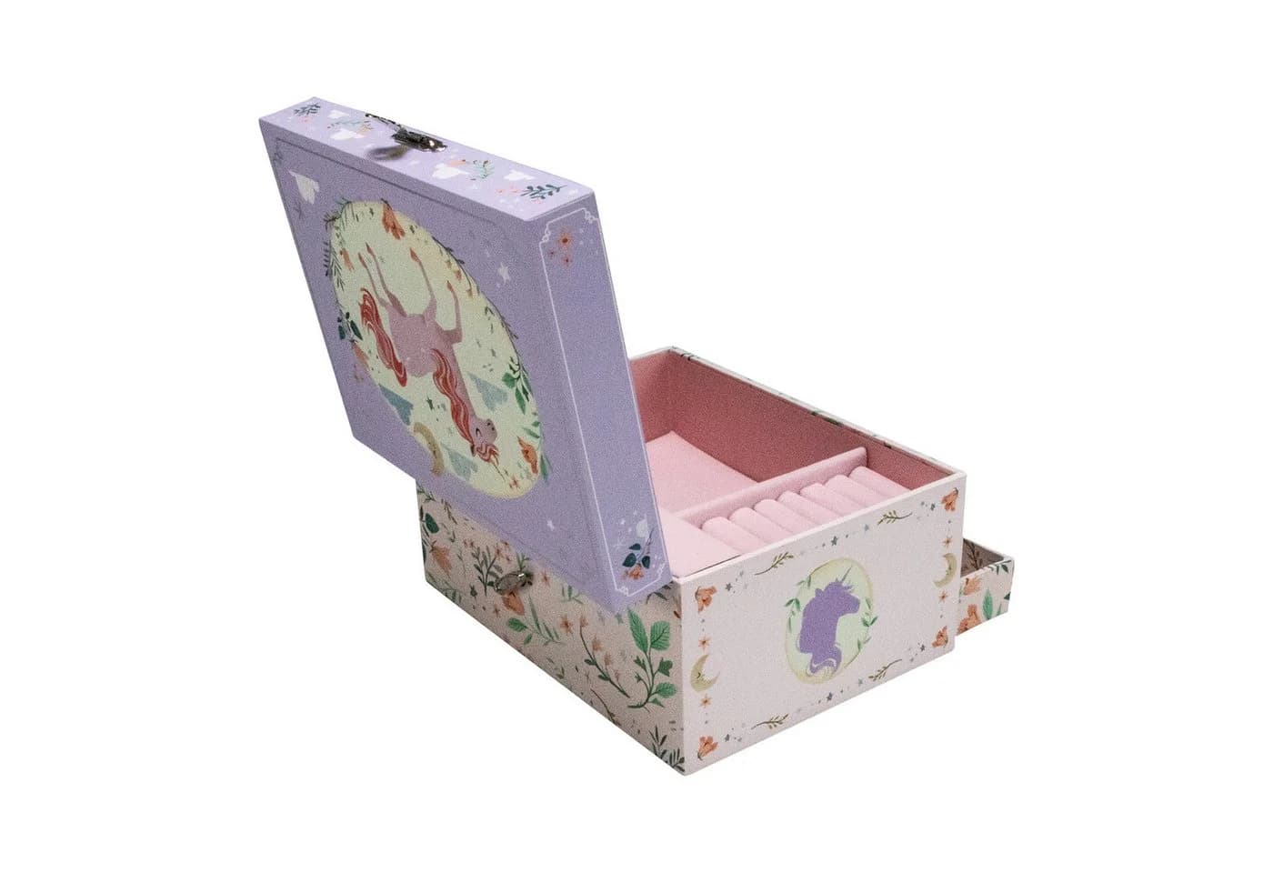 GICO Einhorn Schmuckkästchen Rosa-Lila mit Spieluhr & Schublade
