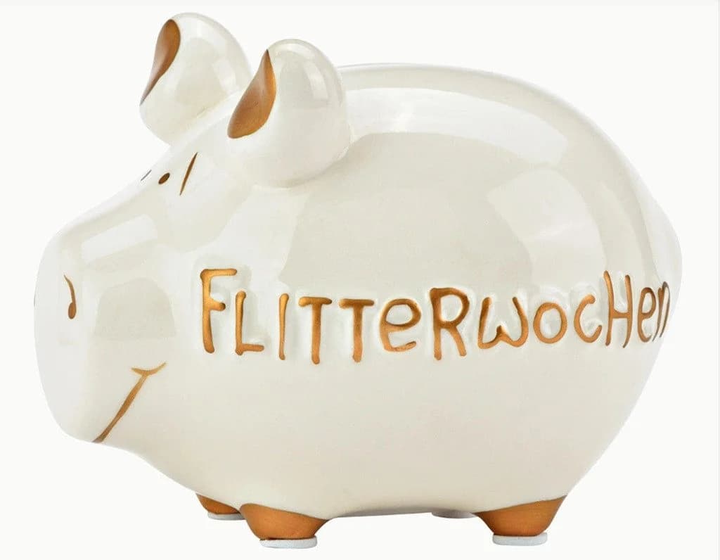 Sparschwein Company Spardose "Flitterwochen" Keramik Weiß/Gold - Bild 2